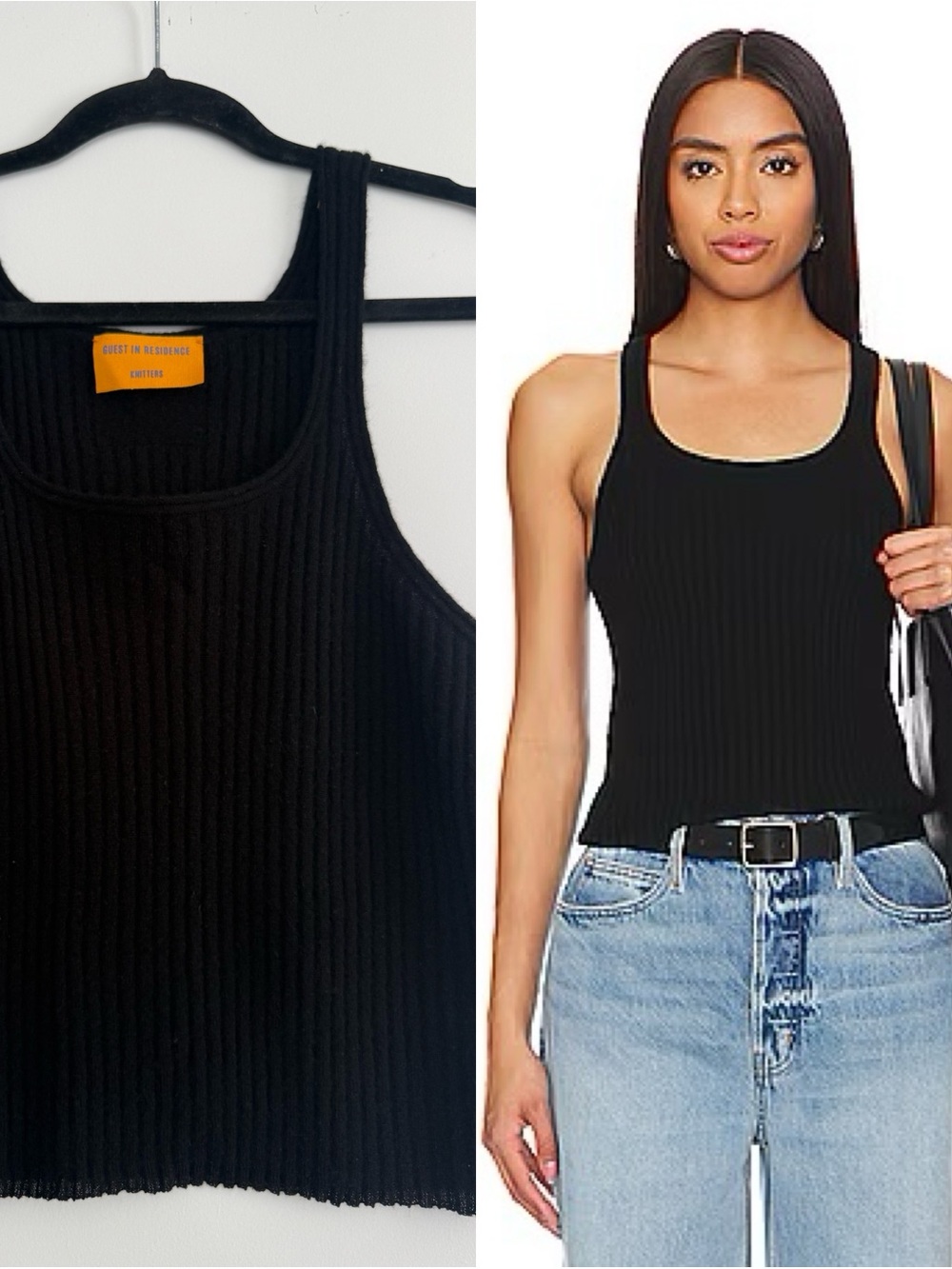 Guest in Residence Black Cashmere Tank Top | SIZE l